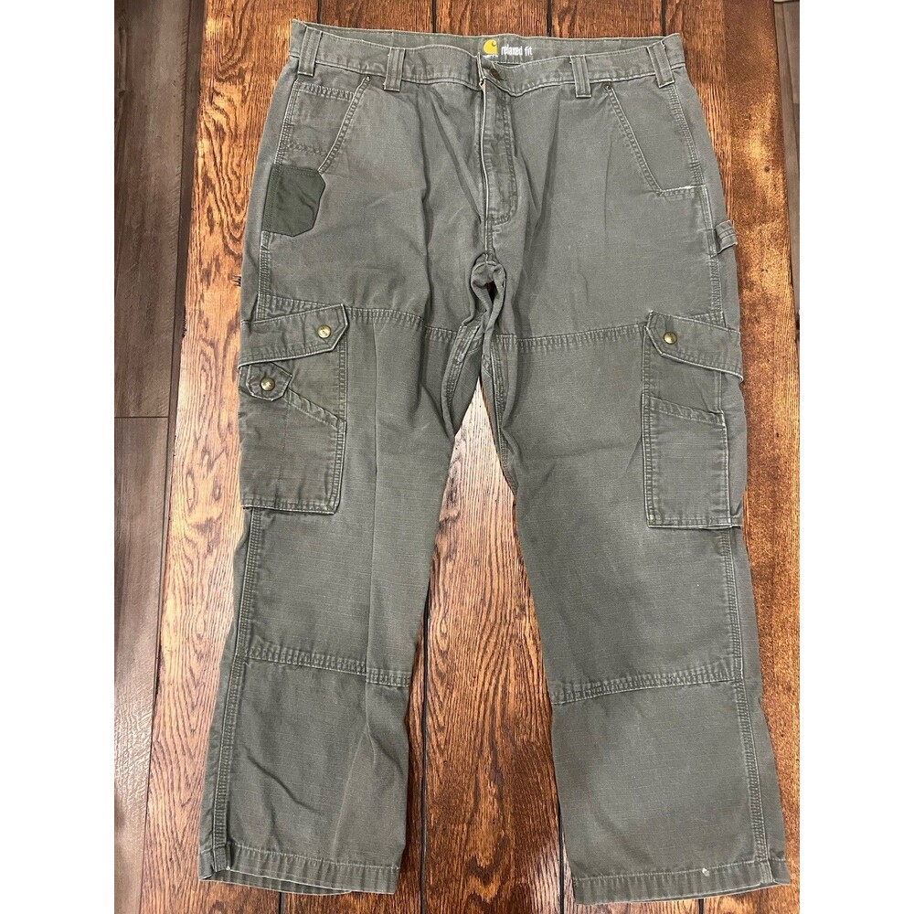 Carhartt Mens 42x30 Relaxed Straight Ripstop Double Front Cargo Pant Green